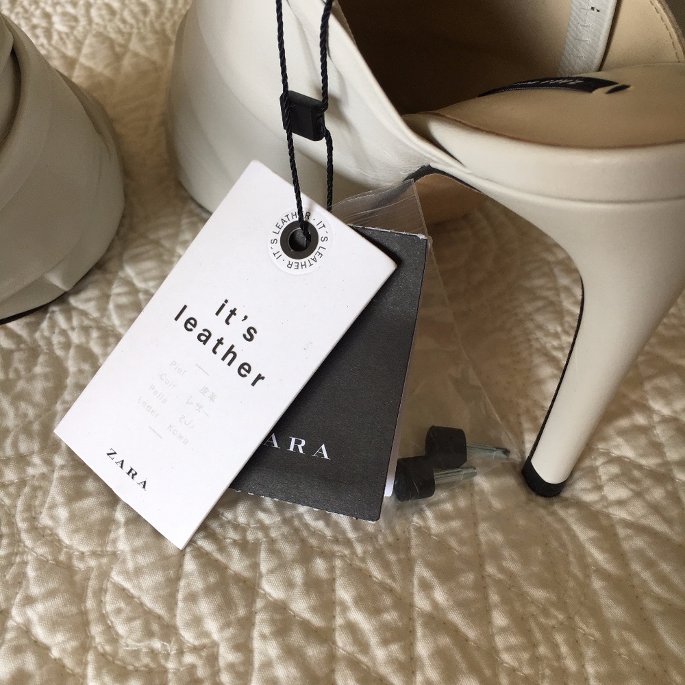 Zara Leather Sandals Heels Shoes with Bow Womens 6.5 - Picture 13 of 16